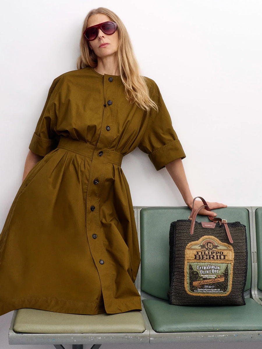 Anya Brands Filippo Berio Tote in Khaki Raffia