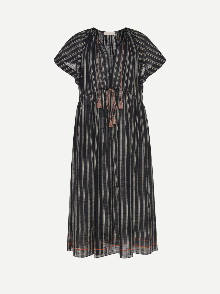 Ulla Johnson Ariane Striped Dress Coverup in Noir Stripe