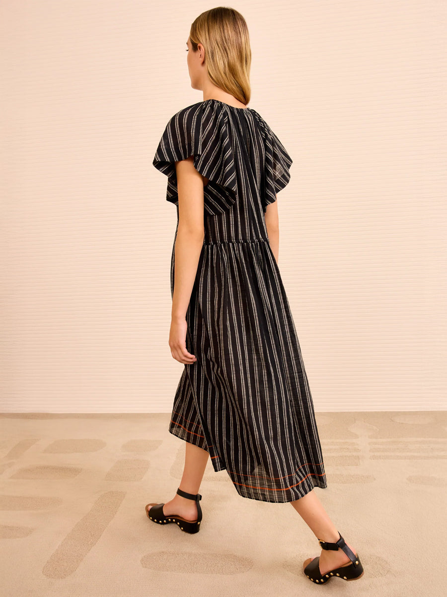 Ulla Johnson Ariane Striped Dress Coverup in Noir Stripe