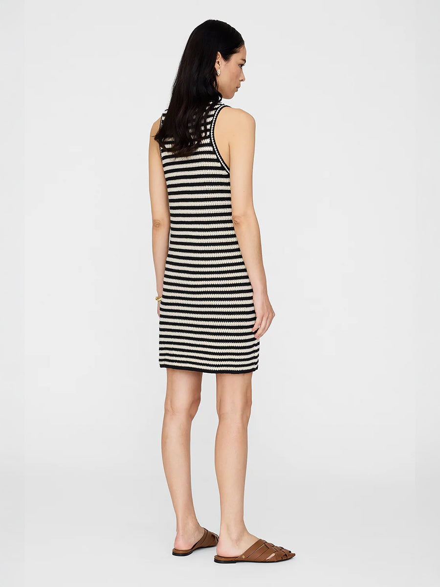 Arie Dress in Black Ivory Stripe