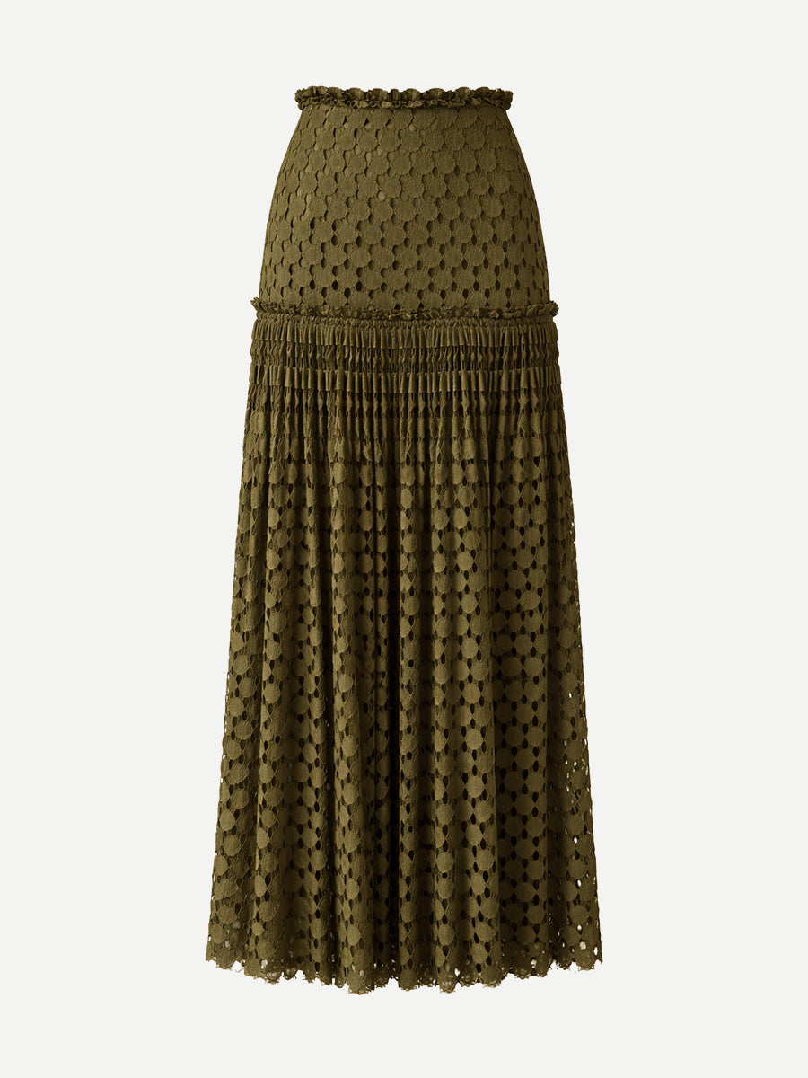 Ulla Johnson Aris Lace Maxi Skirt in Pine