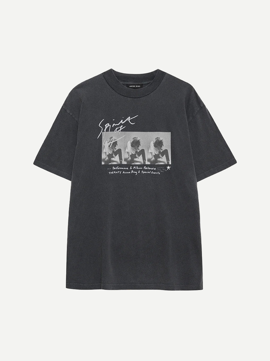 Anine Bing Ashton Tee Concert in Washed Black