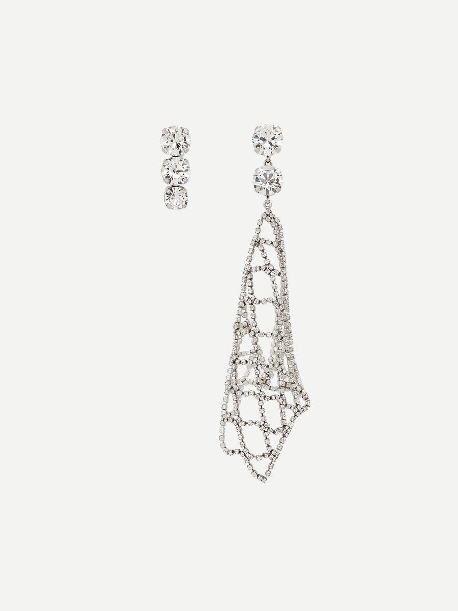 Asymmetric Earrings in Transparent Silver
