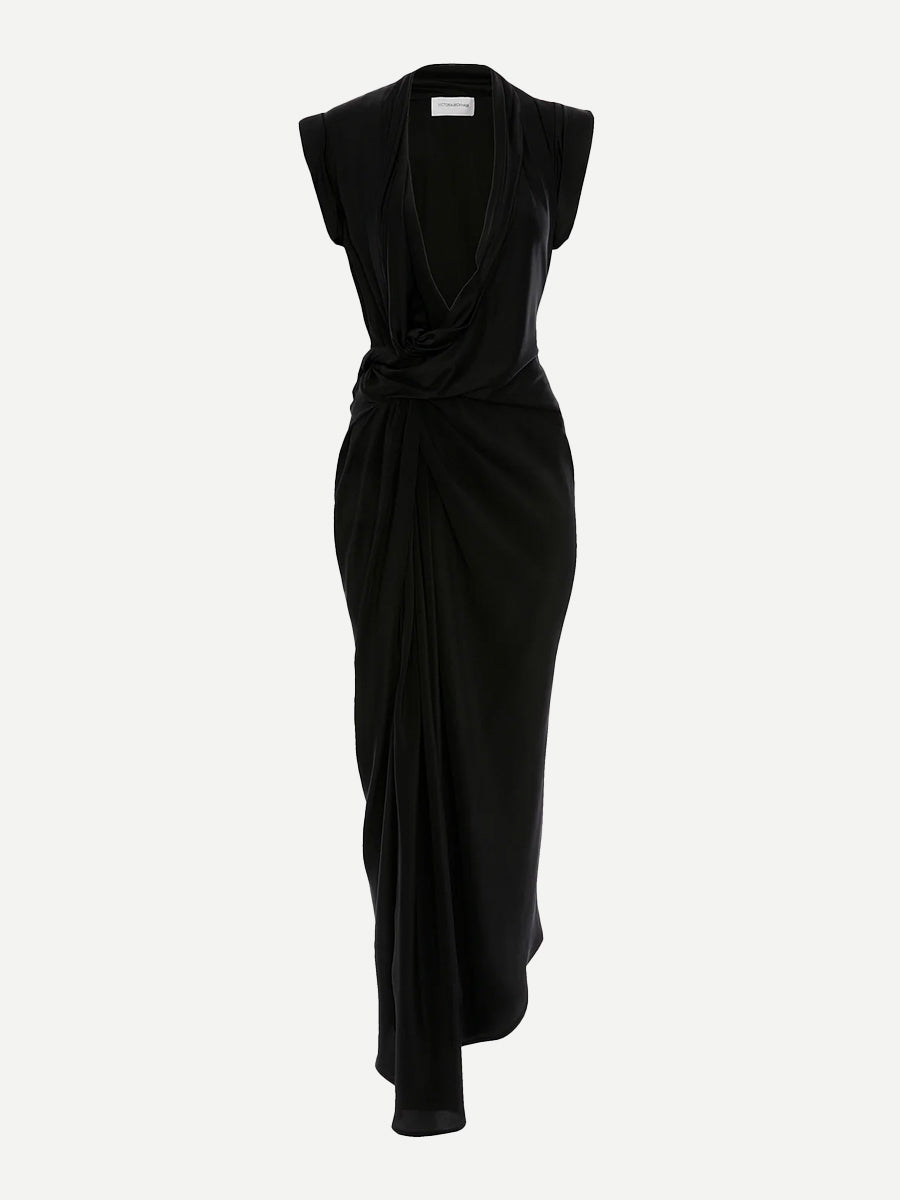 Victoria Beckham Asymmetric Twist Dress in Black