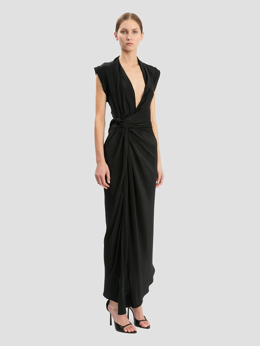 Victoria Beckham Asymmetric Twist Dress in Black