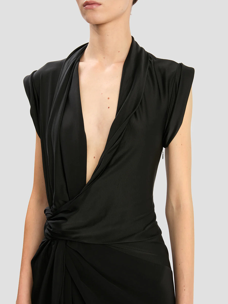 Victoria Beckham Asymmetric Twist Dress in Black