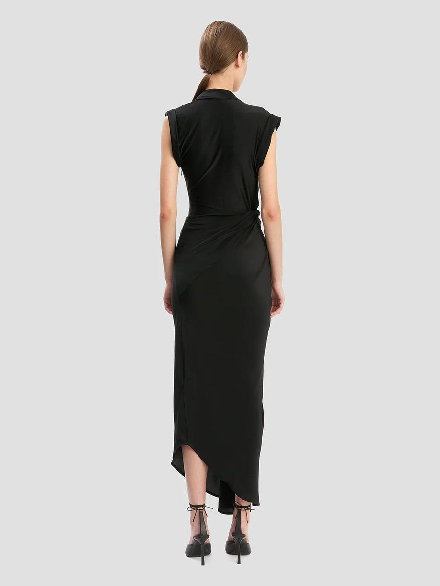 Victoria Beckham Asymmetric Twist Dress in Black