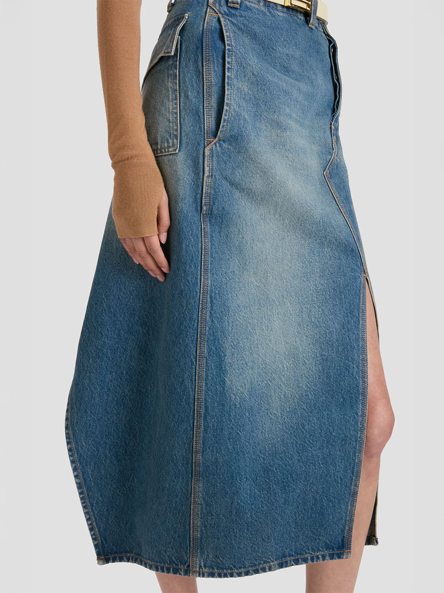Victoria Beckham Asymmetric Utility Skirt in Washed Blue
