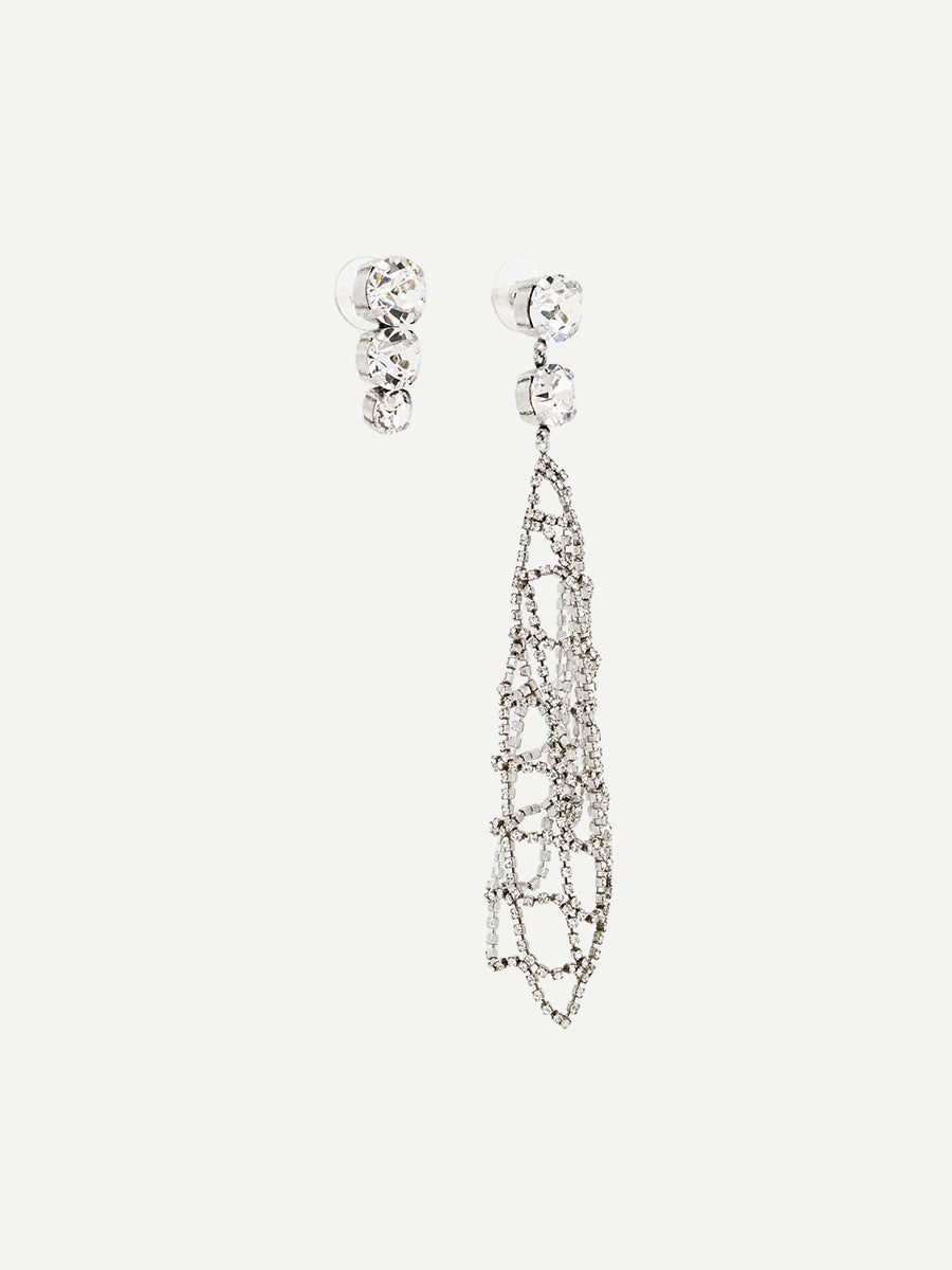 Asymmetric Earrings in Transparent Silver