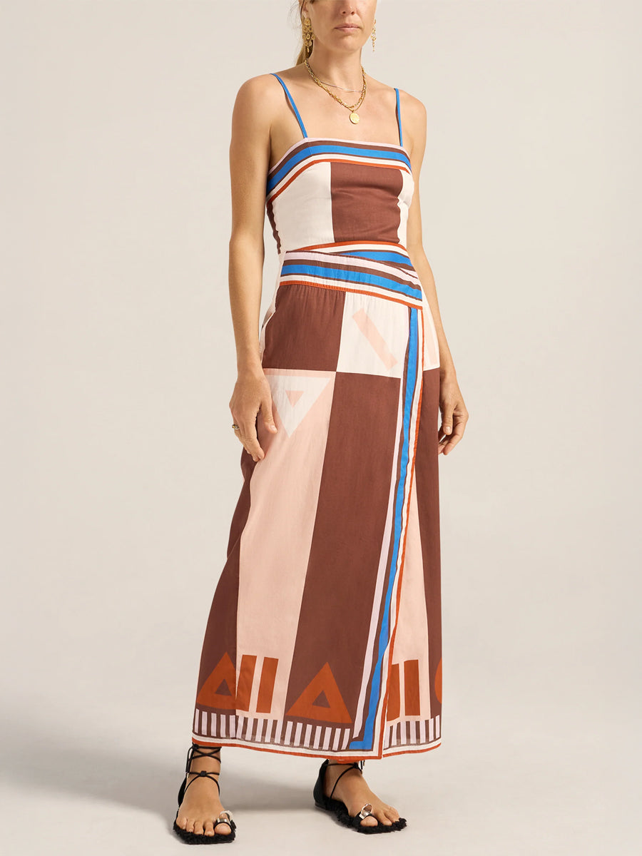 Aethra Dress in Pink/Brown Sarong Voile