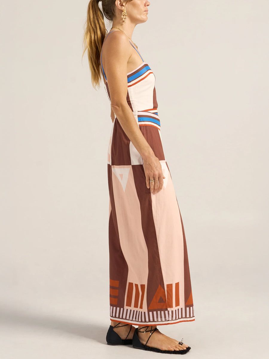 Aethra Dress in Pink/Brown Sarong Voile