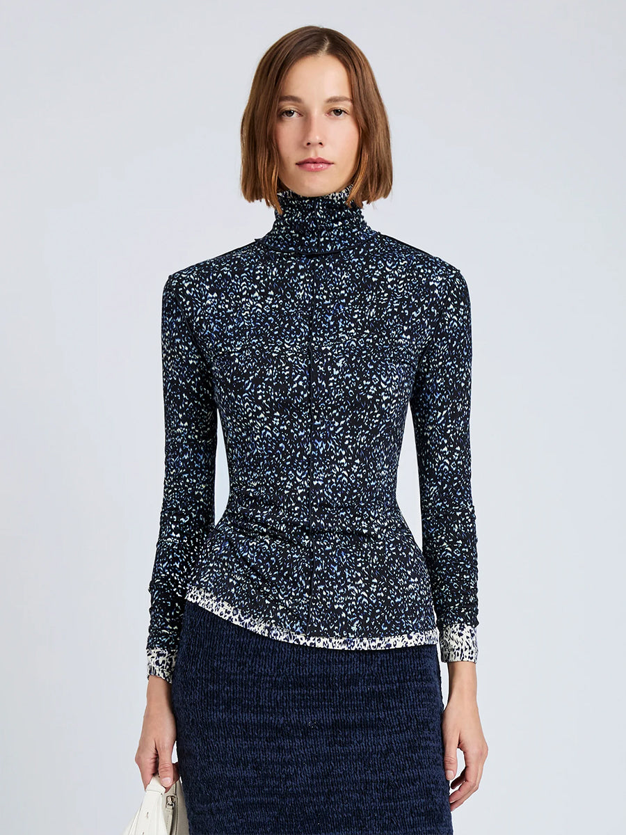 Proenza Schouler Audrey Top in Navy Cheetah