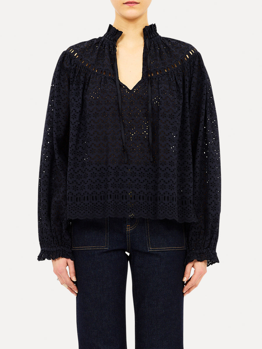 Avelie Cotton Blouse in Midnight
