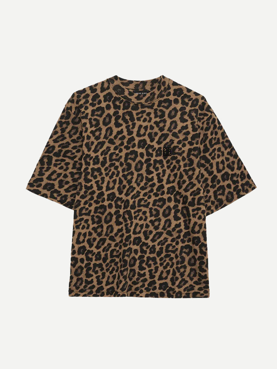 Avi Tee in Black/Brown Leopard