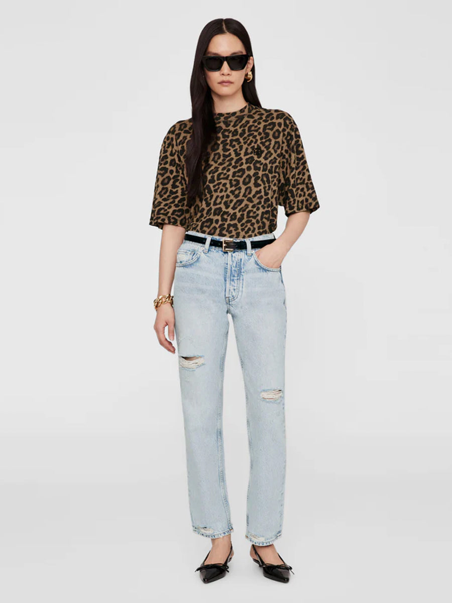 Avi Tee in Black/Brown Leopard