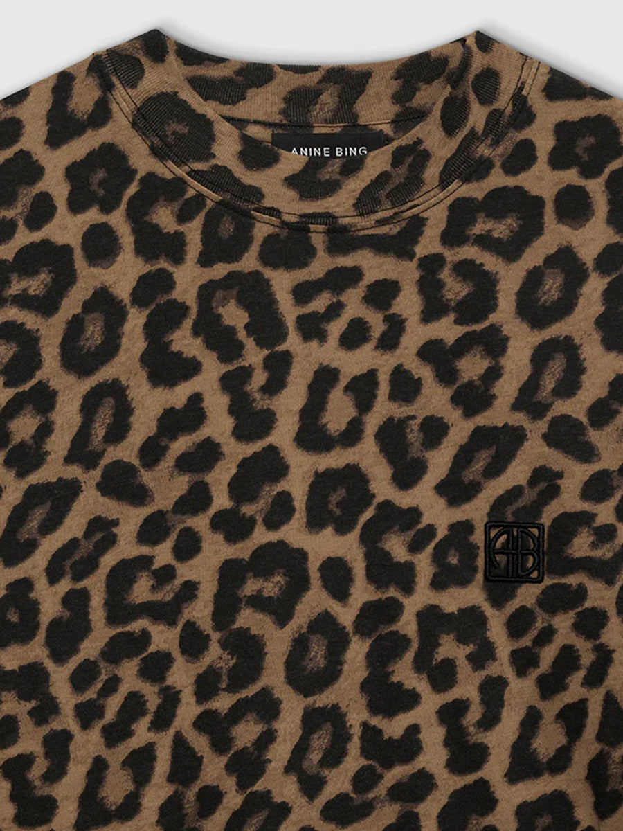 Avi Tee in Black/Brown Leopard