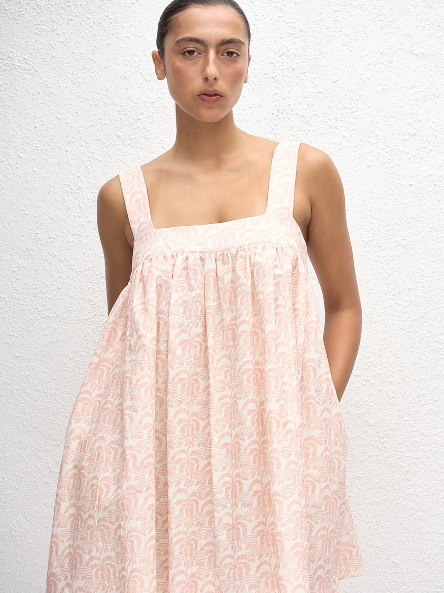 Babydoll Linen Mini Dress in Oasis