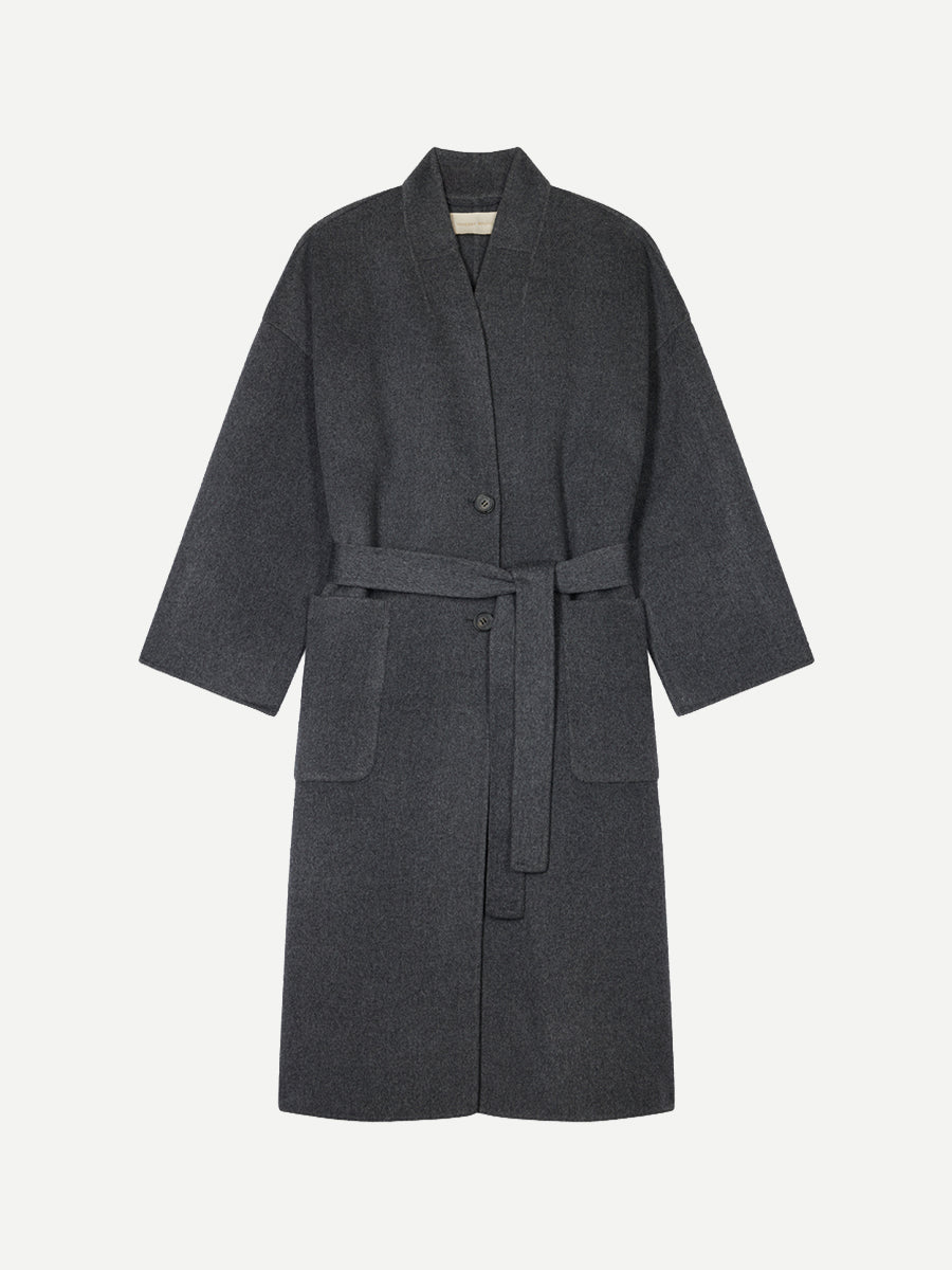 Bachir Long Coat in Heather Anthracite