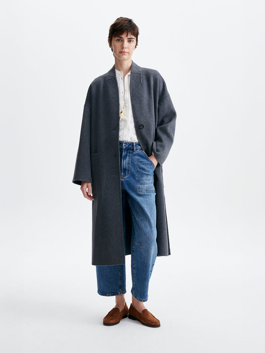 Bachir Long Coat in Heather Anthracite