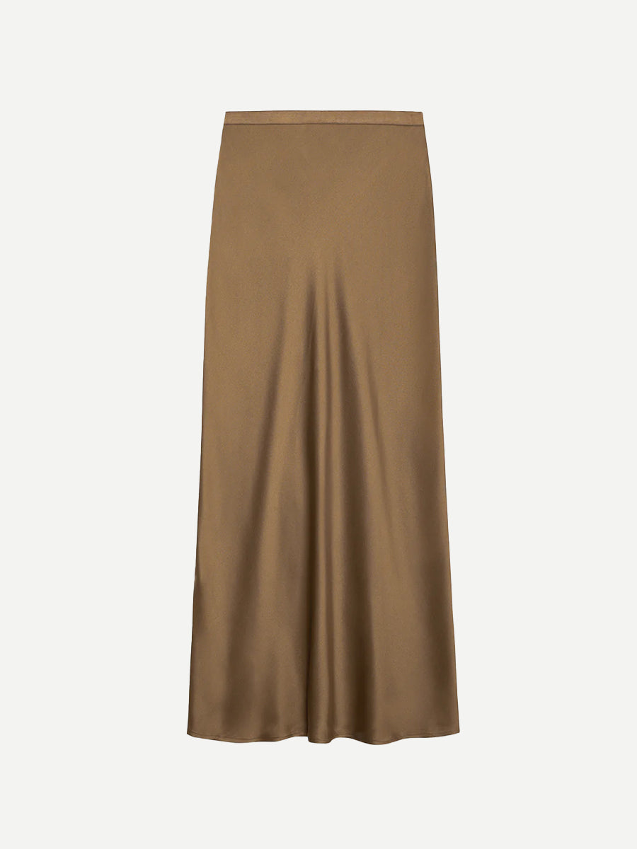 Bar Silk Skirt in Sepia