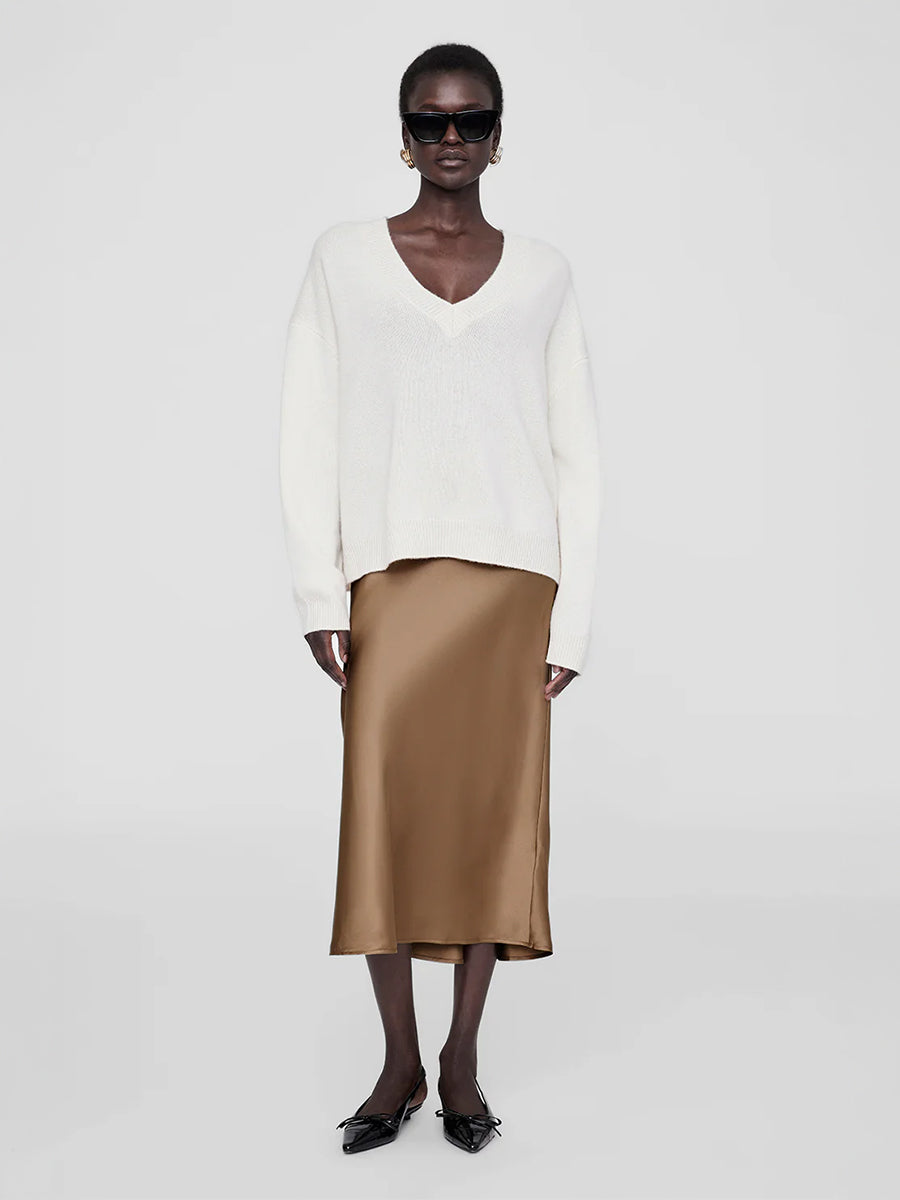 Bar Silk Skirt in Sepia