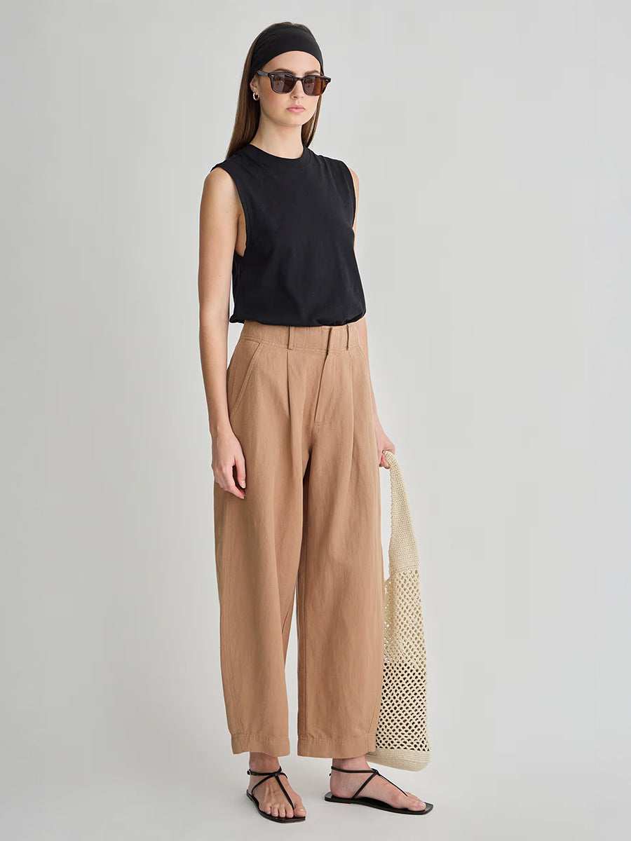 Apiece Apart Bari Crop Trouser in Deep Khaki