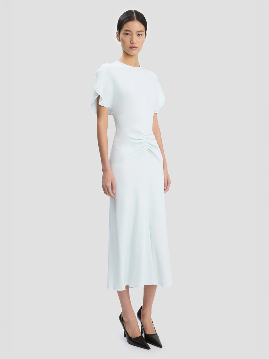 Victoria Beckham Bela Midi Dress In Glacial Blue