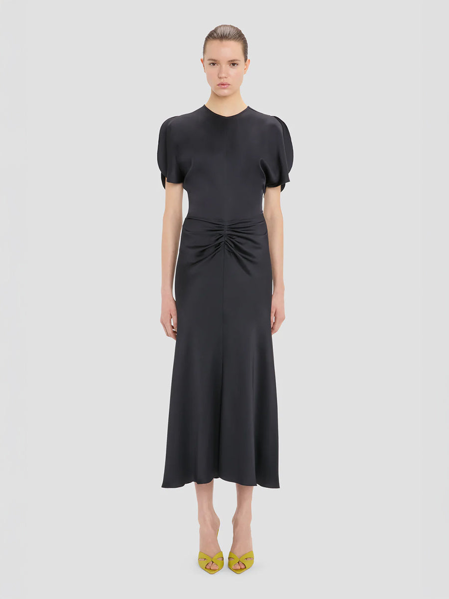 Victoria Beckham Bela Midi Dress in Midnight