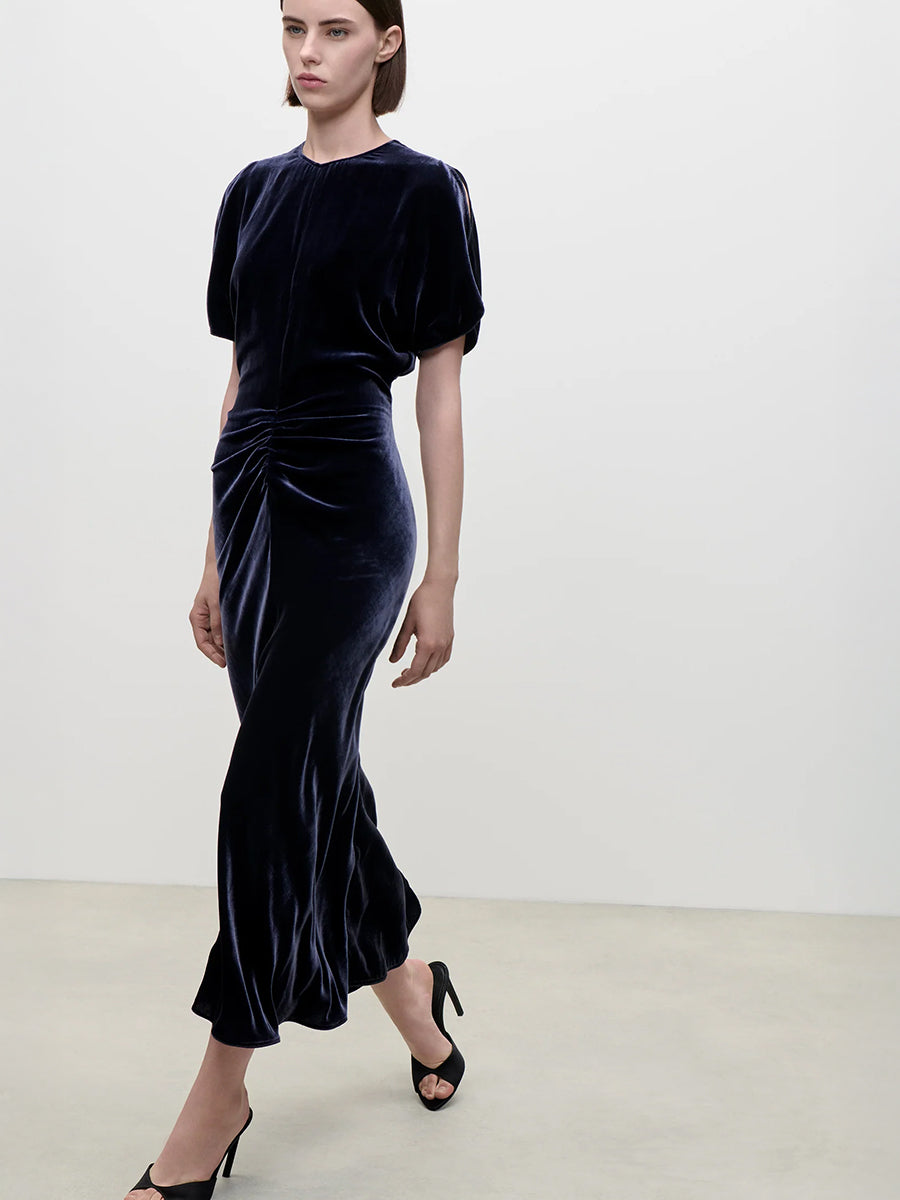 Bela Midi Dress in Navy