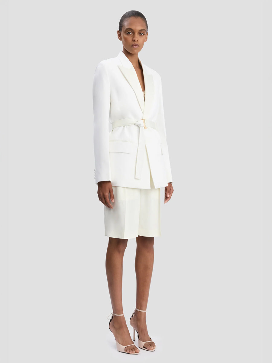 Victoria Beckham Belted Tailored Jacket in Ivory