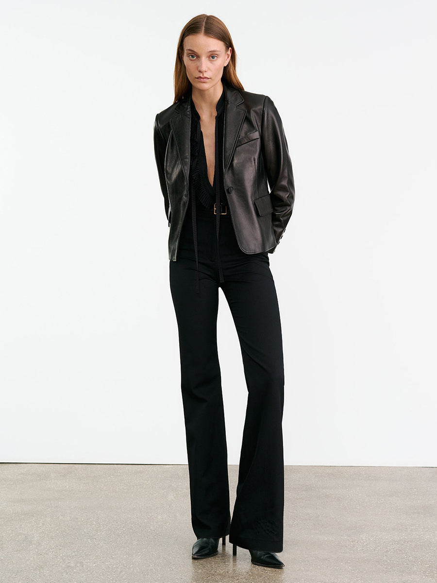 Nili Lotan Bertille Ruffle Shirt in Black | Shop Now at Adam Heath In Store and Online, Western Australia