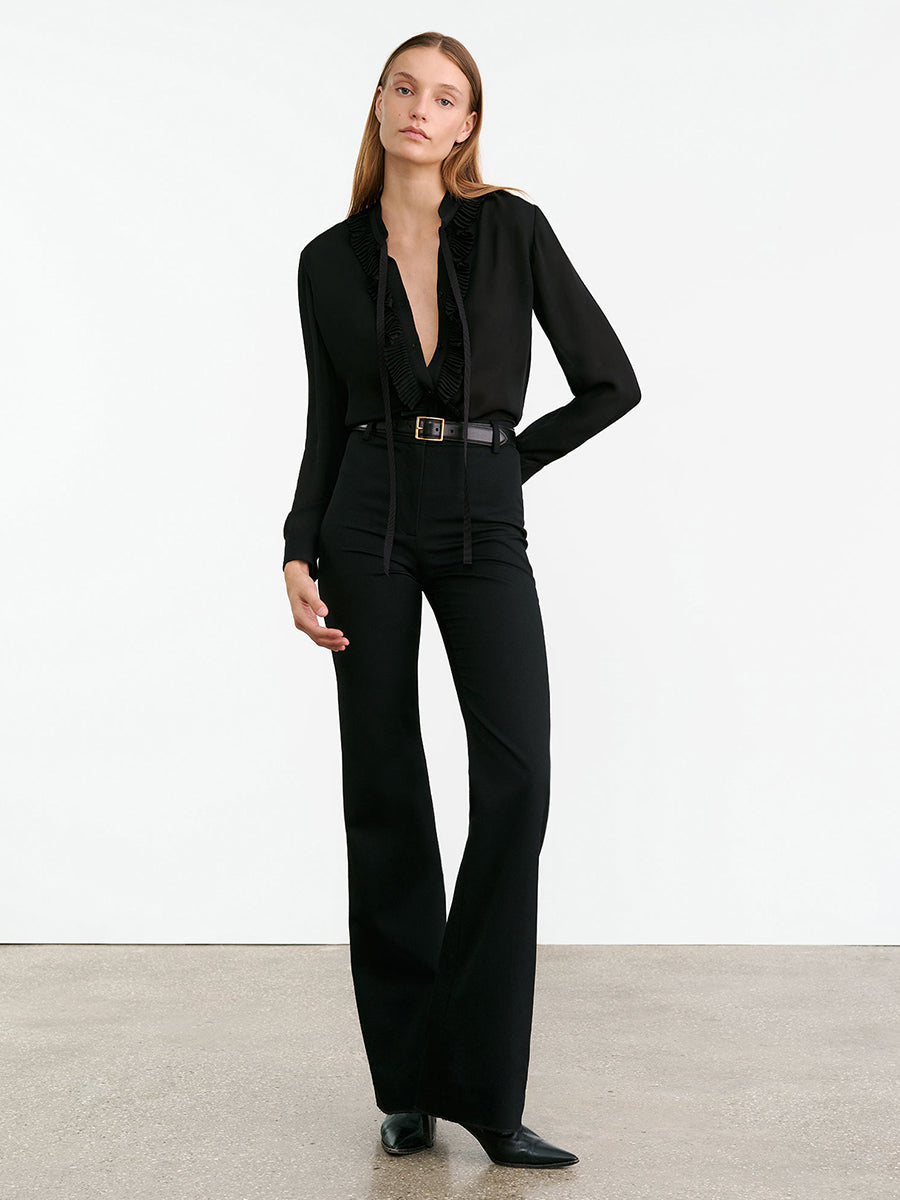 Nili Lotan Bertille Ruffle Shirt in Black | Shop Now at Adam Heath In Store and Online, Western Australia