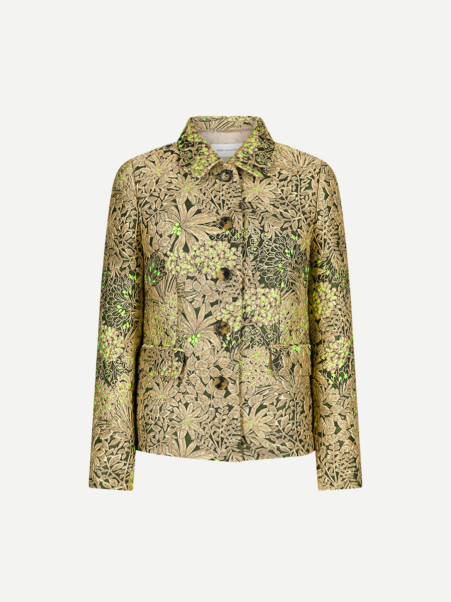 Bettsy Floral Jacquard Jacket in Metallic Sand