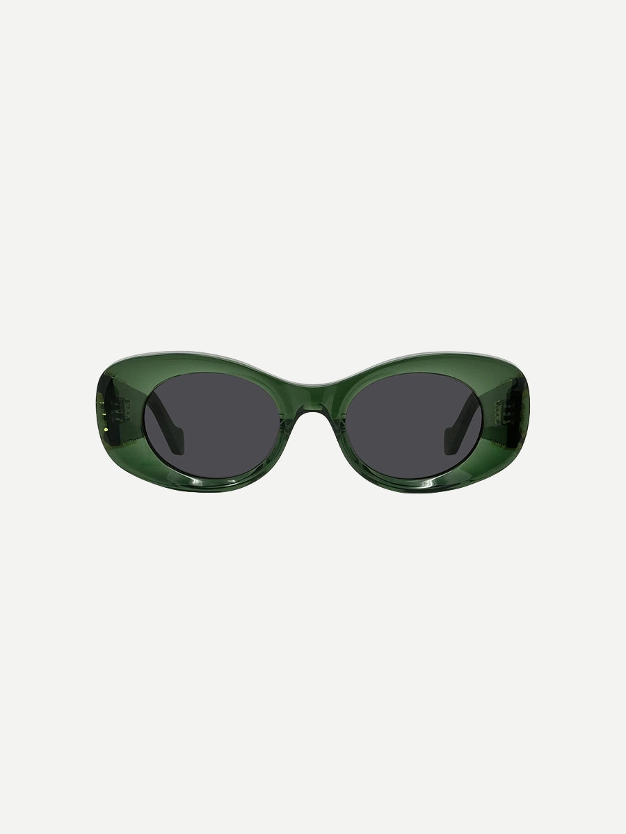 Beveled Oval Maxi Anagram Sunglasses in Dark Green