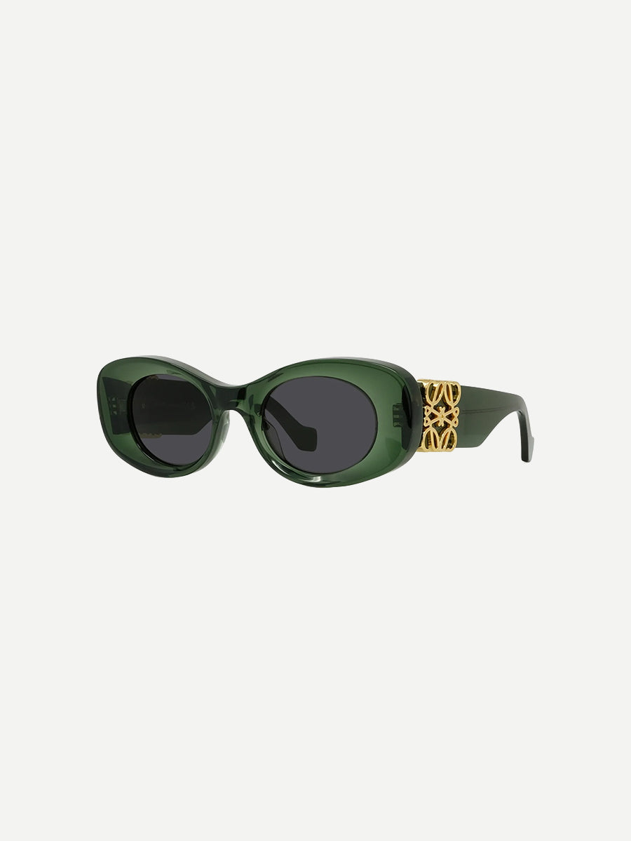 Beveled Oval Maxi Anagram Sunglasses in Dark Green