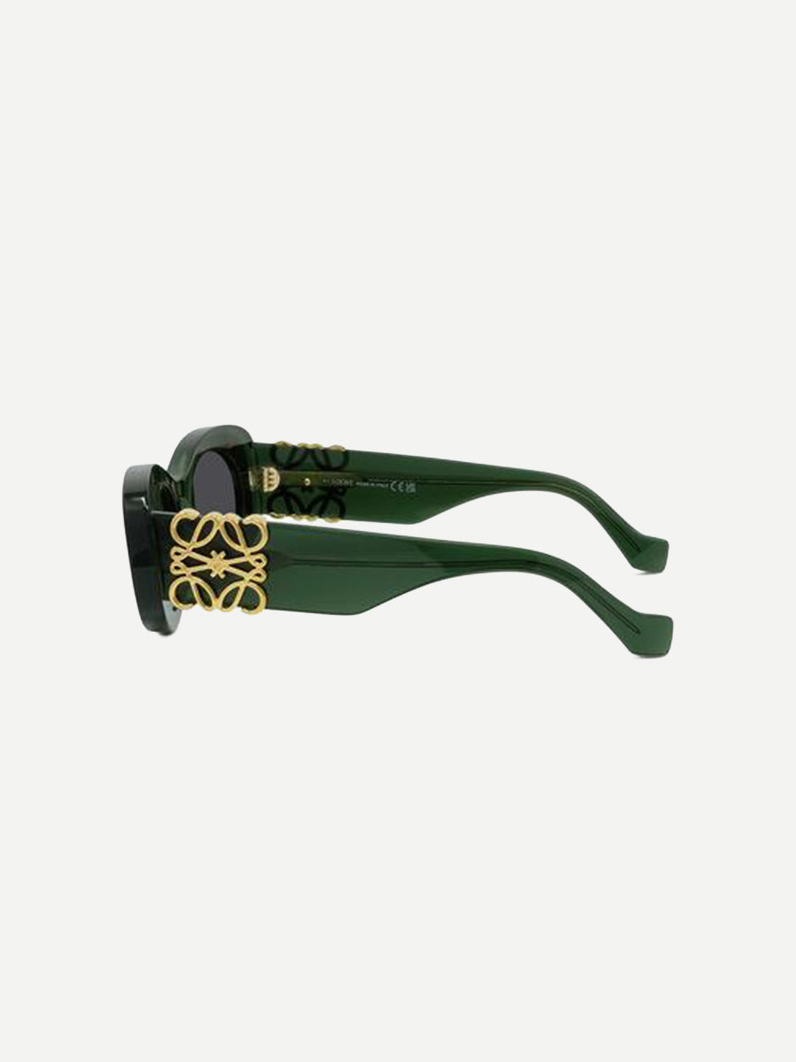 Beveled Oval Maxi Anagram Sunglasses in Dark Green