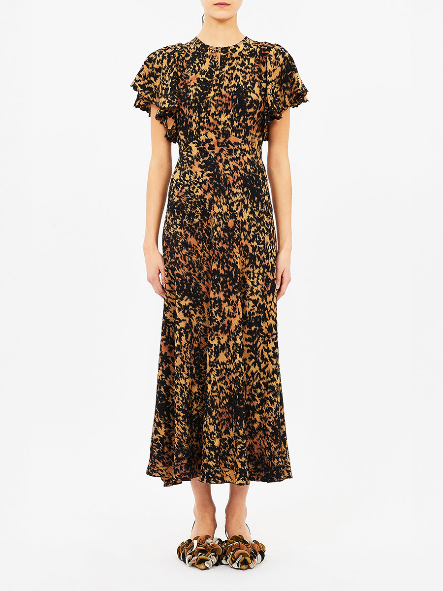 Ulla Johnson Blithe Flutter Sleeve Midi Dress in Savannah