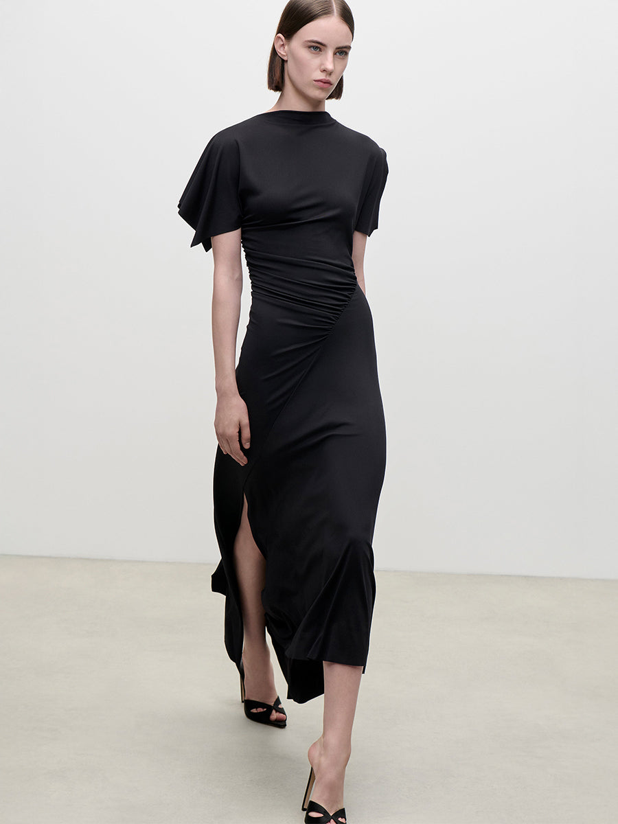 Blousey Midi Dress in Black