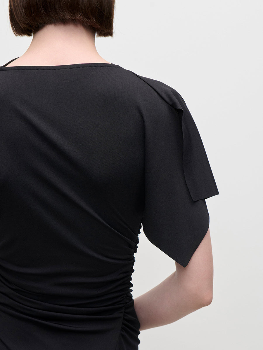 Blousey Midi Dress in Black