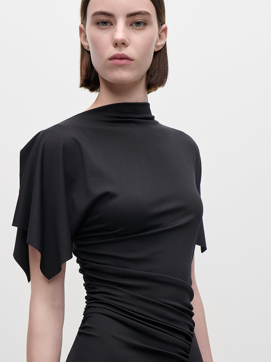 Blousey Midi Dress in Black