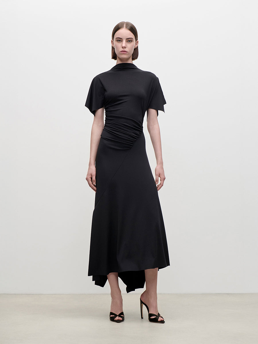 Blousey Midi Dress in Black