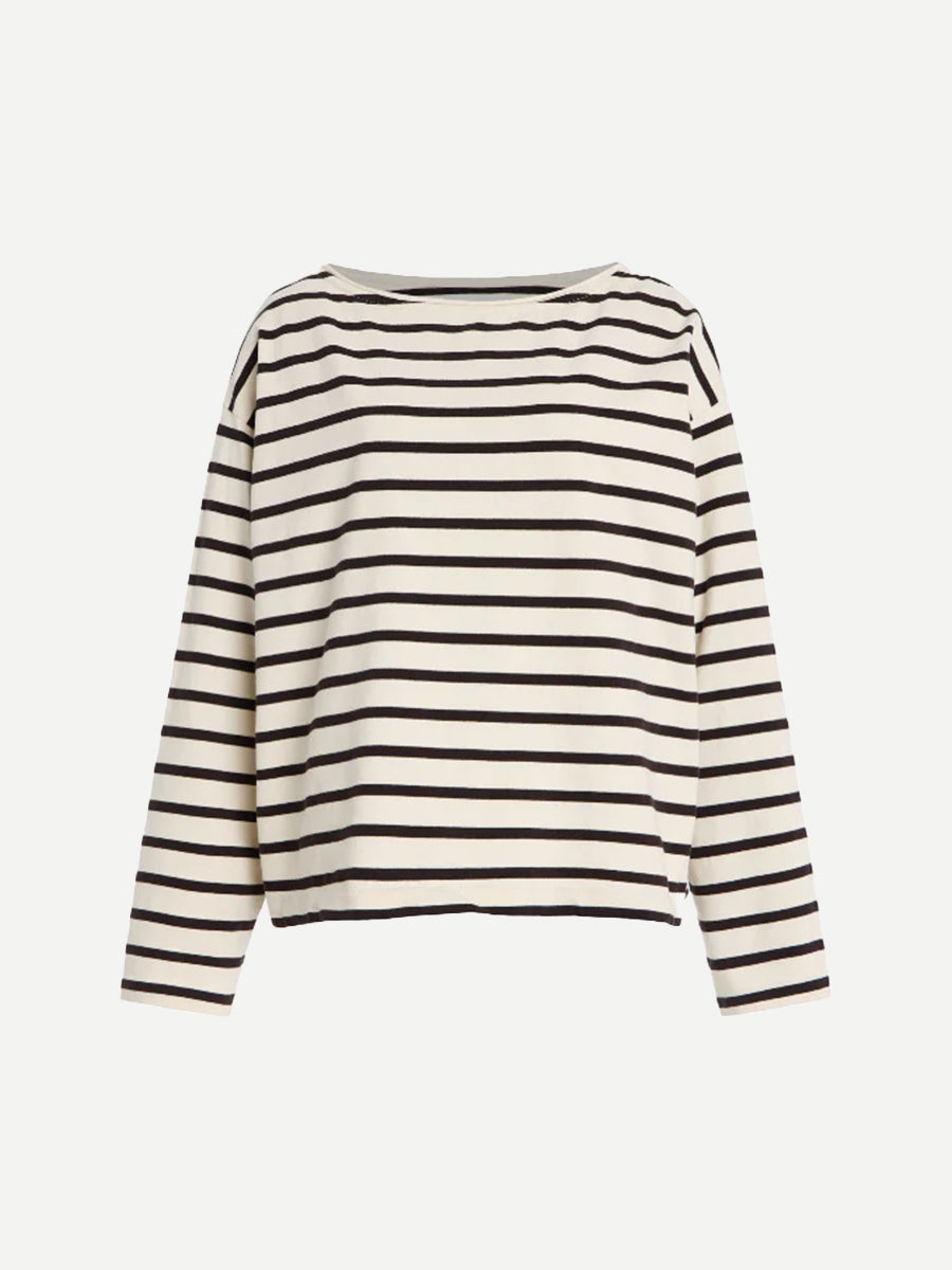 Citizens of Humanity Boat Neck Long Sleeve Top in Chocolate Stripe | Shop at Adam Heath Boutique