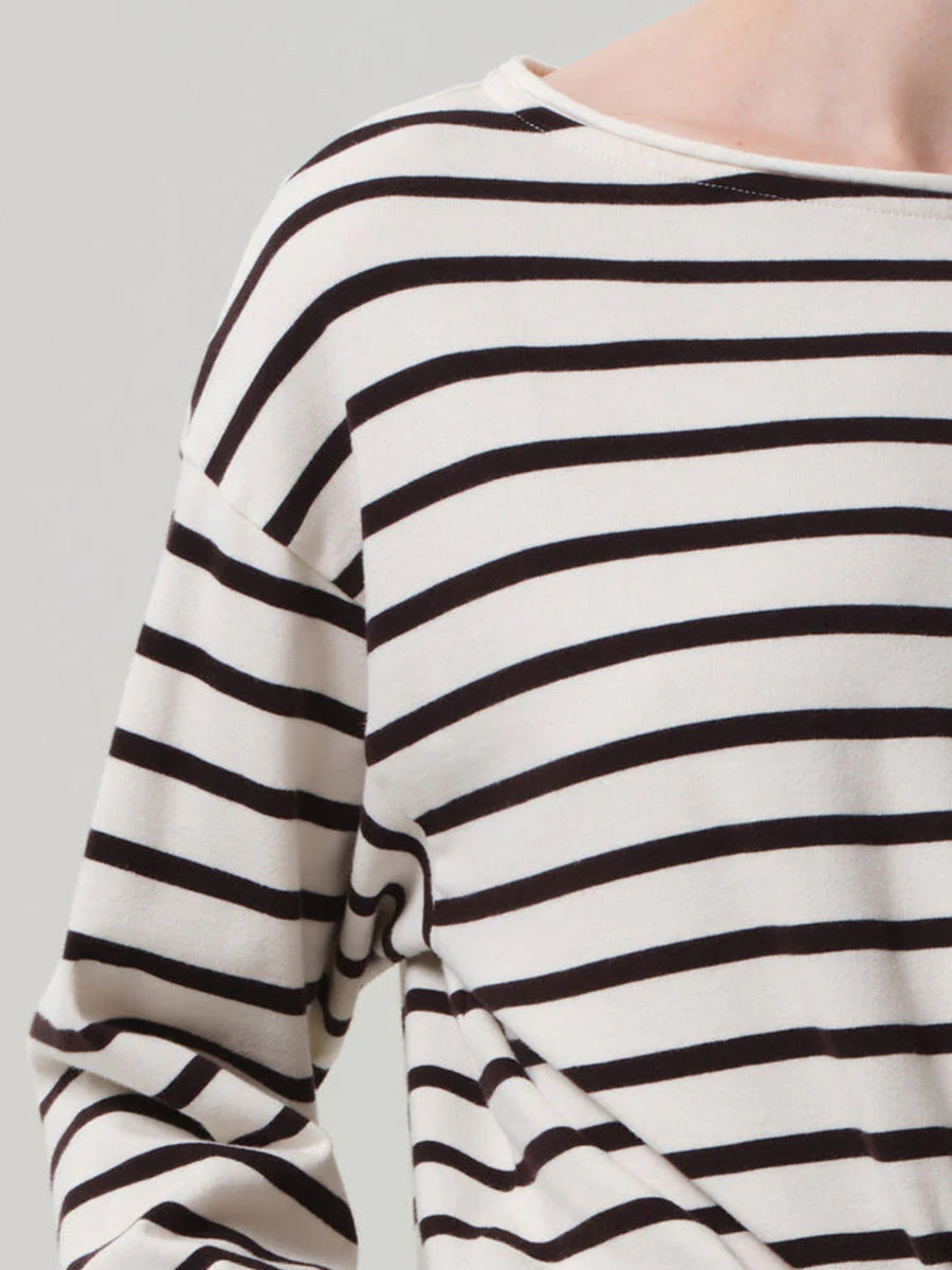 Citizens of Humanity Boat Neck Long Sleeve Top in Chocolate Stripe | Shop at Adam Heath Boutique
