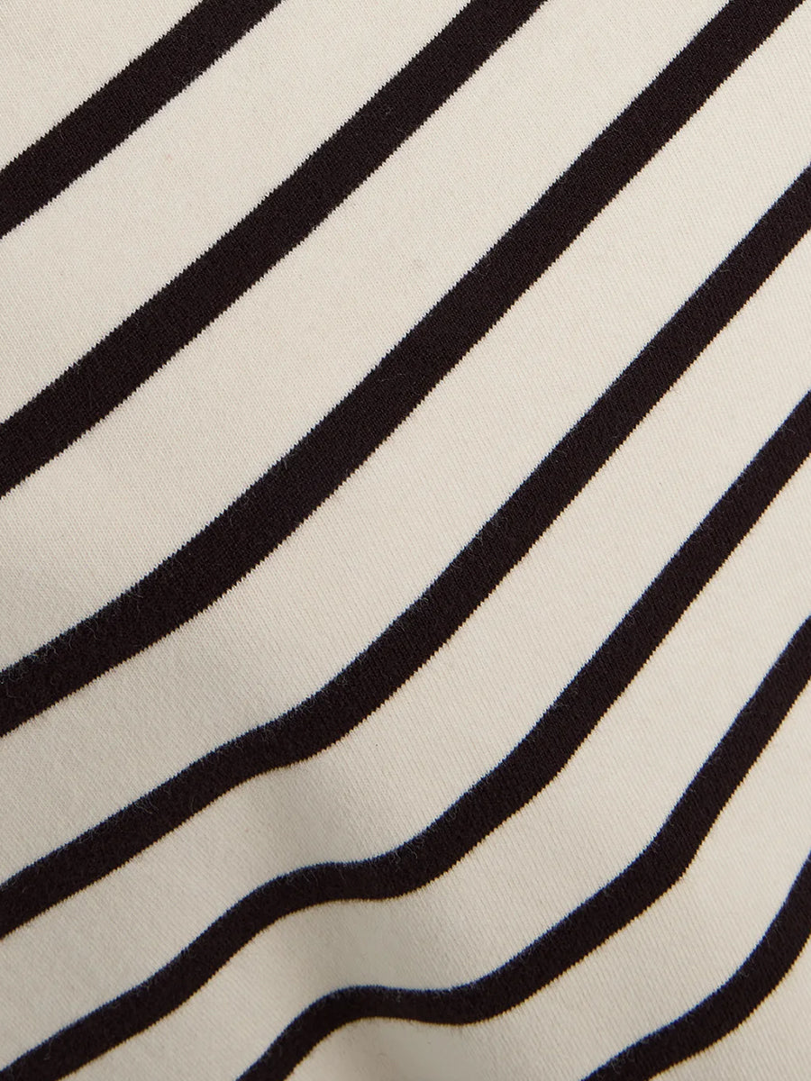 Boat Neck Long Sleeve Top in Chocolate Stripe