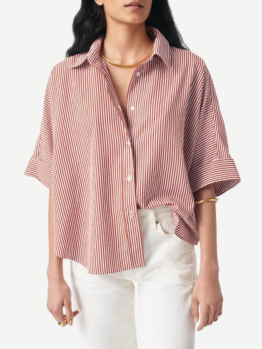 Vanessa Bruno Bobby Chemise in Caramel Stripe