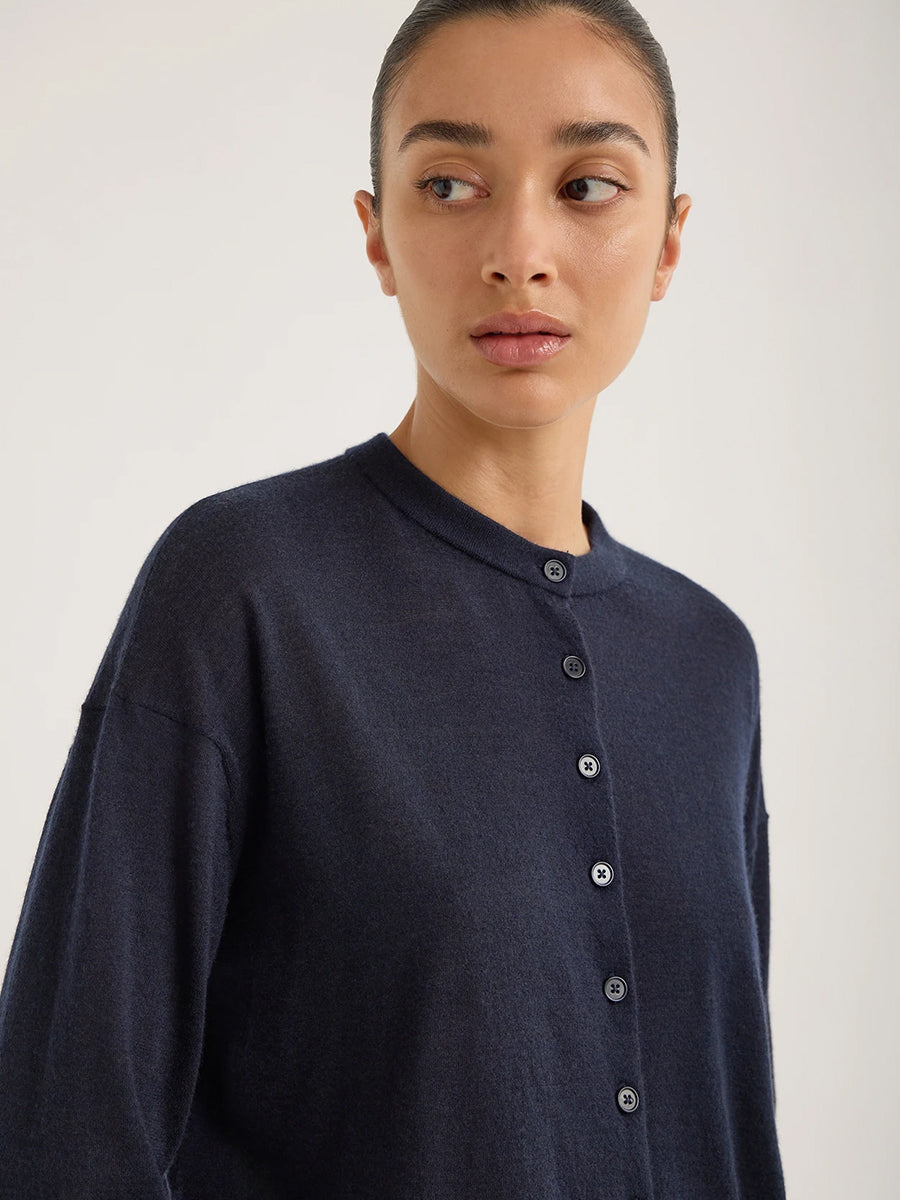 Bode Cashmere Cardigan in Darkest Navy