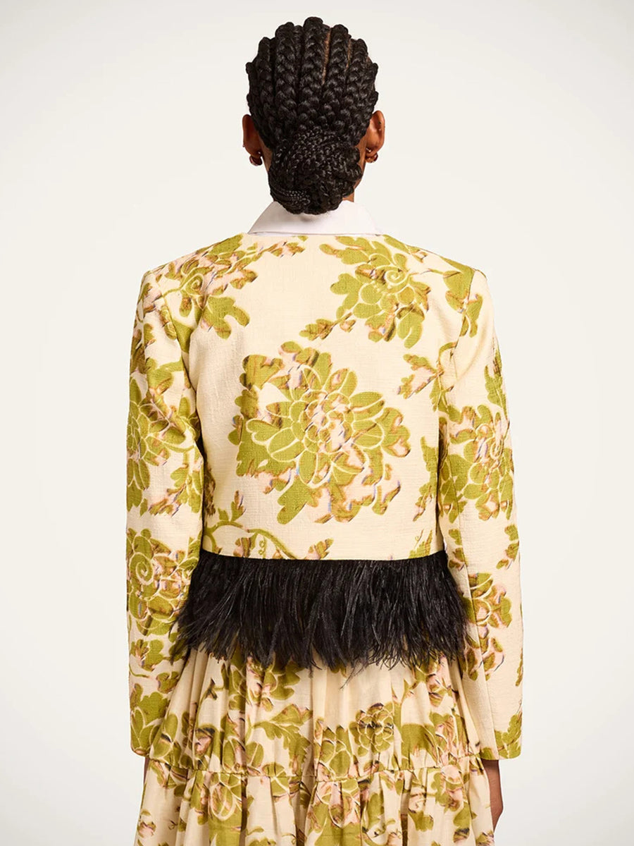 Bijoux Jacket w/Feathers in Cotton Oasis Green