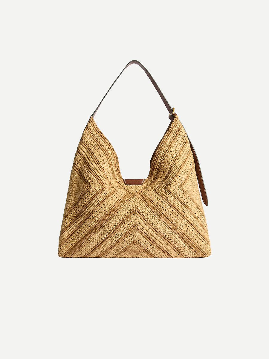 Bow Shoulder in Natural Raffia