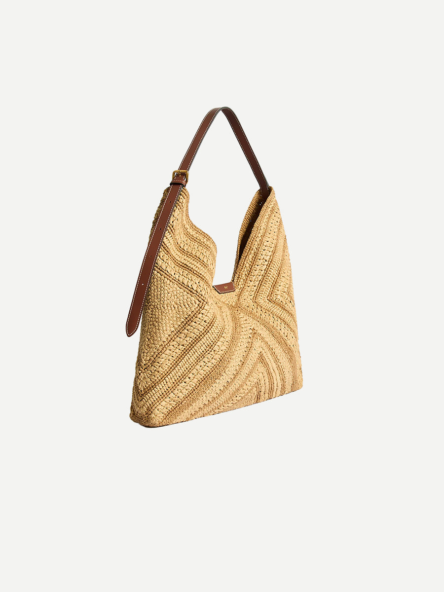Bow Shoulder in Natural Raffia