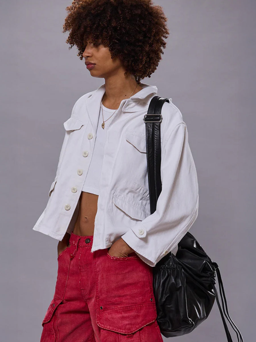 R13 | Boxy Army Jacket in White